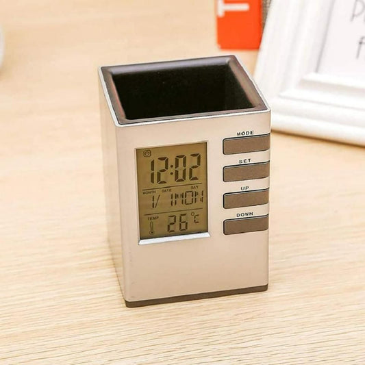 Pen Holder with LCD Display & Digital Alarm Clock